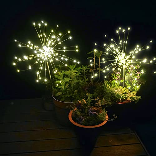 Anordsem Solar Outdoor Lights Garden Decorative-Waterproof Solar Watering Can with Lights and Solar Firework Lights for Yard Lawn Patio Pathway Courtyard Party Decorations Gardening Gifts