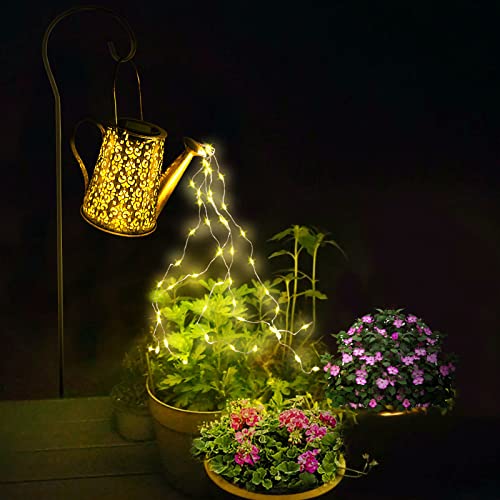 Anordsem Solar Outdoor Lights Garden Decorative-Waterproof Solar Watering Can with Lights and Solar Firework Lights for Yard Lawn Patio Pathway Courtyard Party Decorations Gardening Gifts