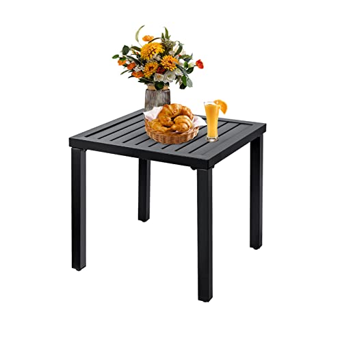 MEOOEM Patio Side Table End Table, Metal Patio Coffee Bistro Garden Side Table.