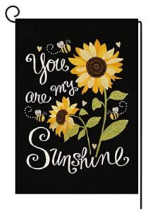 blkwht spring summer sunflower garden flag you are my sunshine vertical double sided fall farmhouse floral black burlap yard outdoor decor 12.5 x 18 inches (153839)