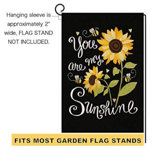 BLKWHT Spring Summer Sunflower Garden Flag You are My Sunshine Vertical Double Sided Fall Farmhouse Floral Black Burlap Yard Outdoor Decor 12.5 x 18 Inches (153839)