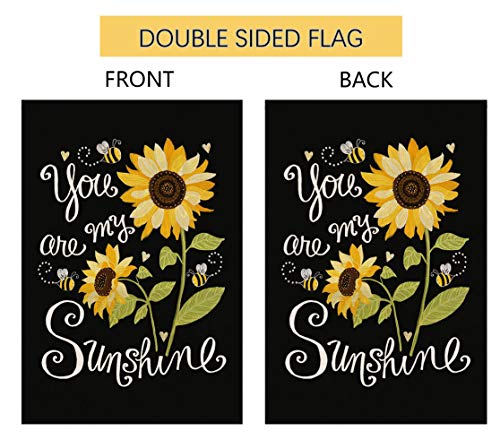 BLKWHT Spring Summer Sunflower Garden Flag You are My Sunshine Vertical Double Sided Fall Farmhouse Floral Black Burlap Yard Outdoor Decor 12.5 x 18 Inches (153839)