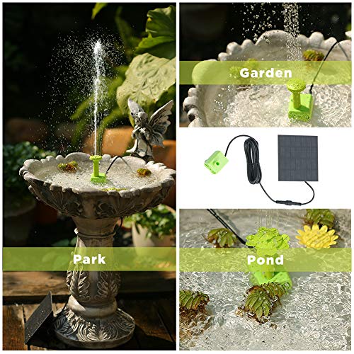 Solar Fountain Pump for Bird Bath, 1.4W Solar Water Pump with 13 Nozzle, Free Standing Solar Bird Bath Fountains Bubbler for Pond, Pool, Fish Tank, Aquarium and Garden