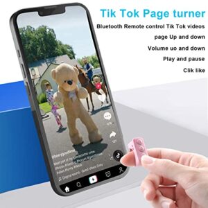 TIK Tok Bluetooth Remote Control Page Turner for iPhone Android Ipad Cell Phone Camera Remote Shutter Selfie Button, Bluetooth Ring (Pink)