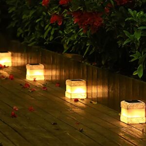 2 Pack Solar Rock Lights Outdoor - Solar Powered Landscape Ground Fake Rocks Light Waterproof with Warm LED Lights for Table Patio Yard Garden Pathway Walkway Decor(Grey)