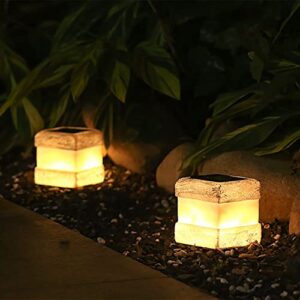 2 Pack Solar Rock Lights Outdoor - Solar Powered Landscape Ground Fake Rocks Light Waterproof with Warm LED Lights for Table Patio Yard Garden Pathway Walkway Decor(Grey)