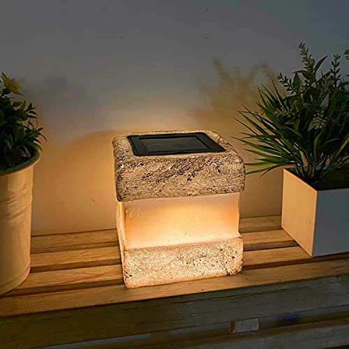 2 Pack Solar Rock Lights Outdoor - Solar Powered Landscape Ground Fake Rocks Light Waterproof with Warm LED Lights for Table Patio Yard Garden Pathway Walkway Decor(Grey)