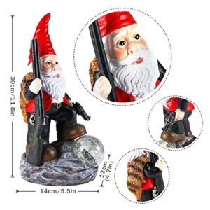 Large Army Garden Gnomes with Guns, Resin Gnome War Defender Dwarf Solar Garden Statue Funny Military Garden Gnomes Collectors Combat Enthusiasts Gun Lovers Ornament for Indoor Lawn Patio Yard Decor