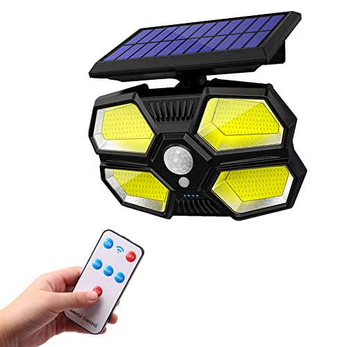 Aolyty Solar Lights Outdoor, 3 Working Modes Solar Motion Sensor Security Light with Remote Control,180 Bright COB LED 1500LM Flood Lights 6500K for Yard, Garden, Garage, Walkway, Driveway