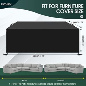 FKTHIFK 98''L x 78''W x 32''H Patio Furniture Cover, Outside Table and Chair Cover, Outdoor Dining Set Cover, Waterproof, Windproof