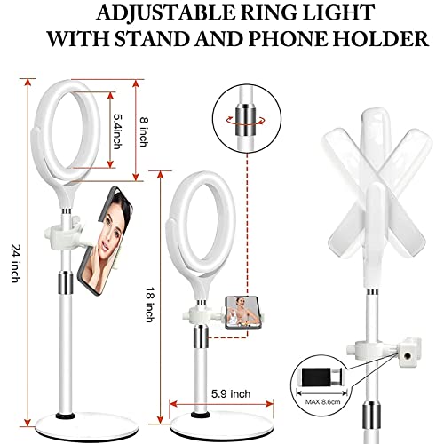 Video Conference Lighting Kit for Zoom Meeting, Desktop Ring Light with Stand for Laptop/Computer/Monitor/Webcam/iPhone, Selfie Circle Light for Zoom Calls/Online Virtual Meeting/Office Video Calls