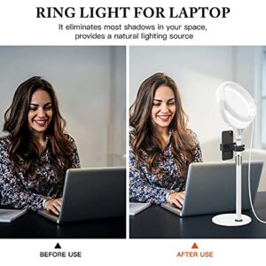 Video Conference Lighting Kit for Zoom Meeting, Desktop Ring Light with Stand for Laptop/Computer/Monitor/Webcam/iPhone, Selfie Circle Light for Zoom Calls/Online Virtual Meeting/Office Video Calls