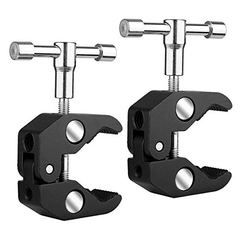 SLOW DOLPHIN Photography Super Clamp w/1/4'' and 3/8'' Thread Clip for DSLR,Cameras, Light Stand , Rods,Lights, Umbrellas, Hooks, Shelves, Cross Bars (2PCS)