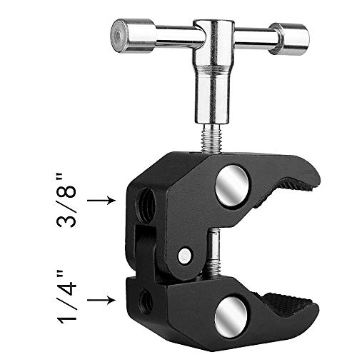 SLOW DOLPHIN Photography Super Clamp w/1/4'' and 3/8'' Thread Clip for DSLR,Cameras, Light Stand , Rods,Lights, Umbrellas, Hooks, Shelves, Cross Bars (2PCS)