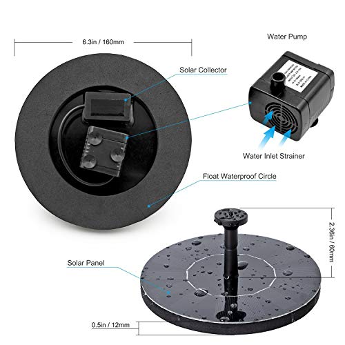 Solar Fountain Water Pump for Bird Bath, 1.4w Portable Submersible Free Standing Solar Outdoor Submersible Fountain Water Pumps Kit for Birdbath Small Pond and Patio Garden Decoration(Blue)