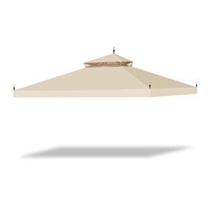 yescom 10’x10′ water resistant canopy top replacement for arrow gazebo dual tier beige outdoor garden yard patio cover