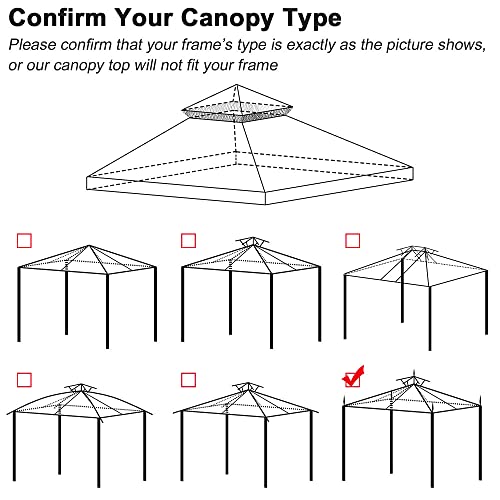 Yescom 10'x10' Water Resistant Canopy Top Replacement for Arrow Gazebo Dual Tier Beige Outdoor Garden Yard Patio Cover