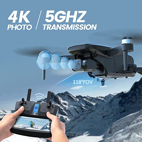 Holy Stone GPS Drone for Adults with Rock Steady Camera 4K Photo 2-axis Gimbal,HS360 FPV Quadcopter for Beginners,Brushless Motor,Long Range,5GHz Wifi,Follow Me,Auto Return Home,with 3 Batteries