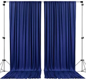 ak trading co. 10 feet x 10 feet polyester backdrop drapes curtains panels with rod pockets – wedding ceremony party home window decorations – navy blue