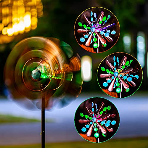 Solar Wind Spinner Aviator3 75in Multi-Color Seasonal LED Lighting Solar Powered Glass Ball with Kinetic Wind Spinner Dual Direction for Patio Lawn & Garden, Easy to Assemble and LED Color Changing