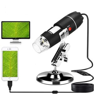 usb microscope, 40x-1000x digital microscope 3 in 1 pcb microscope camera magnification endoscope camera portable microscope, metal stand for windows 7/8/10, mac, android with otg, linux