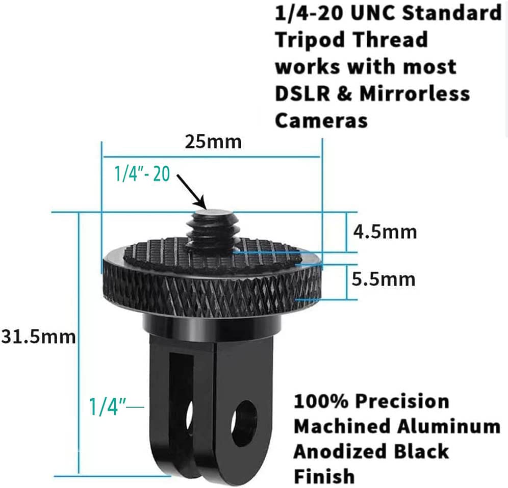 VIZEMO Aluminum Camera Tripod Adapter 1/4"-20 Conversion Adapter Mounts Compatible with Gopro Action Cameras Insta360 and Other Standard 1/4 Accessories, Quarter Inch Mount Adapter for GoPro Ecosystem