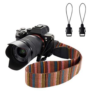 wanby camera strap canvas multicolor neck shoulder camera strap with quick release buckles for dslr slr
