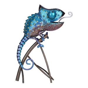 tooarts metal chameleon sculpture wild animal figurine indoor outdoor decoration yard statue for home and fairy garden decor