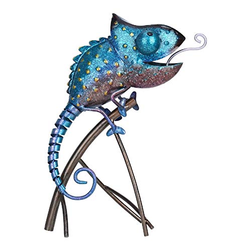 Tooarts Metal Chameleon Sculpture Wild Animal Figurine Indoor Outdoor Decoration Yard Statue for Home and Fairy Garden Decor