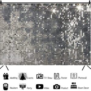 YongFoto 7x5ft Disco Party Backdrop Sliver Sequins Photography Background Glitter Halos Wedding Birthday Party Cake Table Banner 70s Theme Party Backdrop Disco Decorations Backdrop