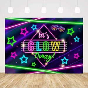mehofond glow neon birthday backdrop crazy party decoration colorful light star photography background cake table banner photo studio props vinyl 8x6ft