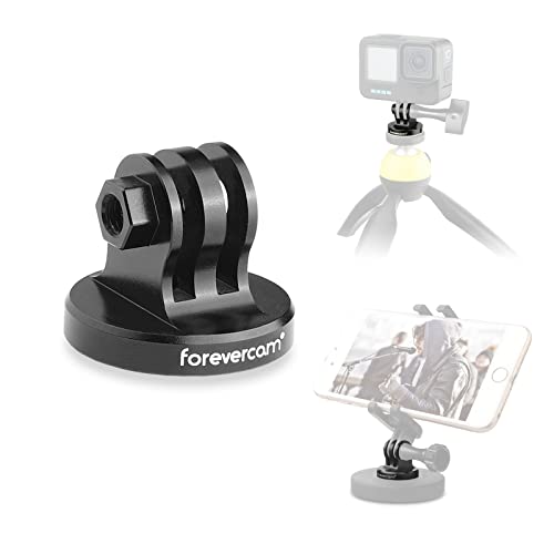 Forevercam Aluminum Tripod Mount Adapter for Gopro Monopod Adapter Mount Compatible for Gopro Hero 11/10/9/8/7/6/5/4/3+/3/2/1/ DJI Sony AKASO Campark and Other Action Camera Black