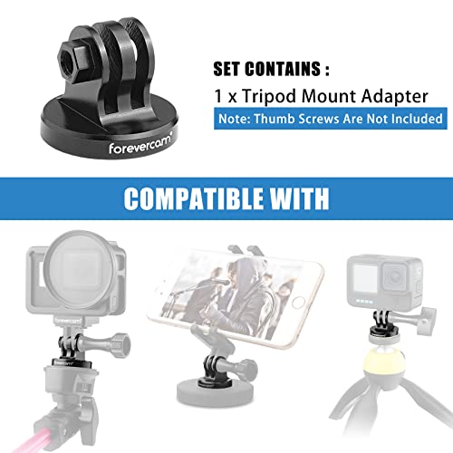 Forevercam Aluminum Tripod Mount Adapter for Gopro Monopod Adapter Mount Compatible for Gopro Hero 11/10/9/8/7/6/5/4/3+/3/2/1/ DJI Sony AKASO Campark and Other Action Camera Black