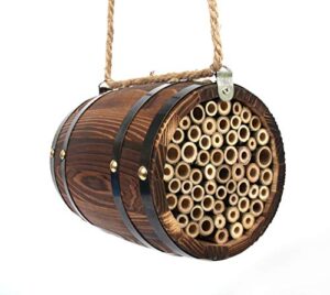 wildlife world mason bee barrel – natural hanging habitat for pollinators, increases productivity in your garden (brown)