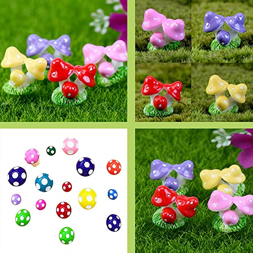 JKanruh 35 Pcs Miniature Resin Mushroom,Cute Mushrooms Fairy Garden Moss Landscape Ornaments for Outdoor Decoration,Home Décor,Cake Decoration,DIY Crafts