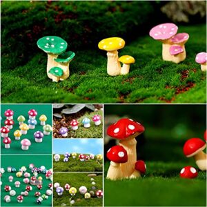 JKanruh 35 Pcs Miniature Resin Mushroom,Cute Mushrooms Fairy Garden Moss Landscape Ornaments for Outdoor Decoration,Home Décor,Cake Decoration,DIY Crafts