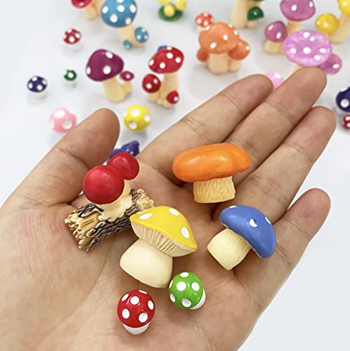 JKanruh 35 Pcs Miniature Resin Mushroom,Cute Mushrooms Fairy Garden Moss Landscape Ornaments for Outdoor Decoration,Home Décor,Cake Decoration,DIY Crafts