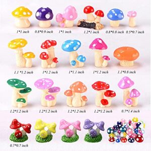 JKanruh 35 Pcs Miniature Resin Mushroom,Cute Mushrooms Fairy Garden Moss Landscape Ornaments for Outdoor Decoration,Home Décor,Cake Decoration,DIY Crafts