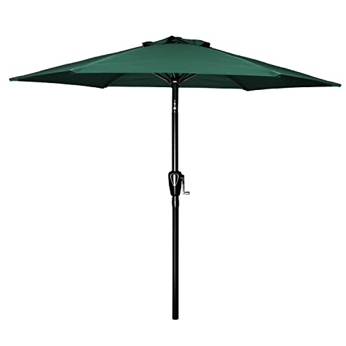 Simple Deluxe 7.5ft Patio Umbrella Outdoor Table Market Yard Umbrella with Push Button Tilt/Crank, 6 Sturdy Ribs for Garden, Deck, Backyard, Pool, Green