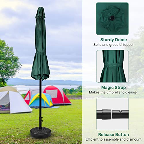 Simple Deluxe 7.5ft Patio Umbrella Outdoor Table Market Yard Umbrella with Push Button Tilt/Crank, 6 Sturdy Ribs for Garden, Deck, Backyard, Pool, Green