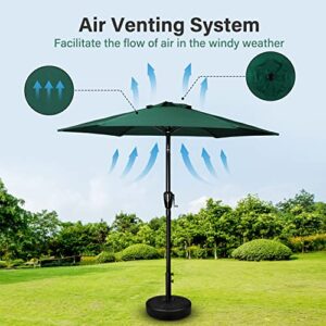 Simple Deluxe 7.5ft Patio Umbrella Outdoor Table Market Yard Umbrella with Push Button Tilt/Crank, 6 Sturdy Ribs for Garden, Deck, Backyard, Pool, Green