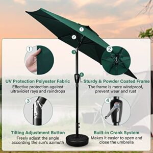 Simple Deluxe 7.5ft Patio Umbrella Outdoor Table Market Yard Umbrella with Push Button Tilt/Crank, 6 Sturdy Ribs for Garden, Deck, Backyard, Pool, Green