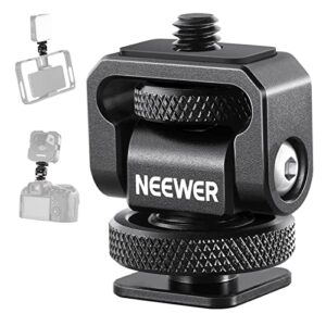 neewer 1/4″ mini cold shoe mount adapter compatible with smallrig camera phone cage rig, led video light, vlog accessories, mount head supports 138° tilt adjustment, aluminum alloy structure, st37