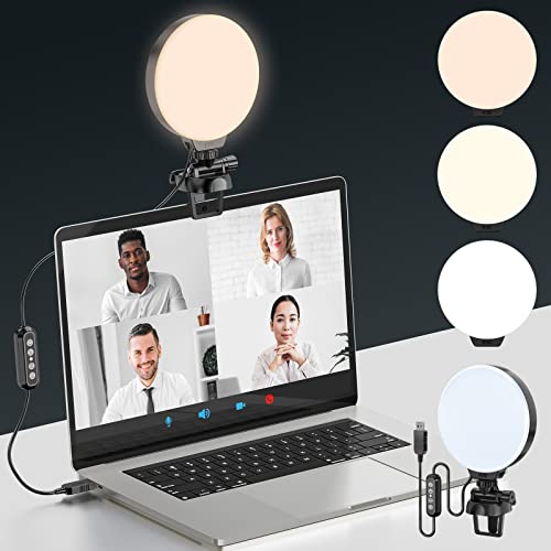 Video Conference Lighting Kit, Full Screen Ring Light Clip on Laptop Monitor, Circle Computer Webcam Camera Lights for Zoom Call/Video Recording/Live Streaming/Self Broadcasting/Tiktok/Youtube/Working