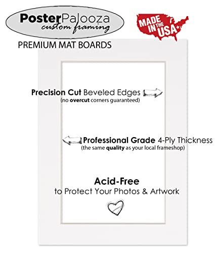 11x17 Mat for 16x20 Frame - Precut Mat Board Acid-Free White 11x17 Photo Matte Made to Fit a 16x20 Picture Frame, Premium Matboard for Family Photos, Show Kits, Art, Picture Framing, Pack of 1 Mat