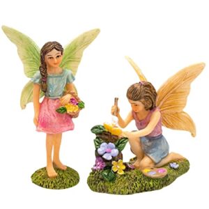 pretmanns fairies for fairy garden – fairy garden accessories for outdoor – garden fairy figurines – garden fairies for miniature fairy garden – small fairy figurines – 2 piece fairy kit