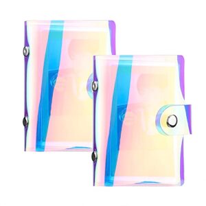 ndsox 2 pack 2 x 3 mini photo album 36 pockets one-handed portable kpop photo card holder compatible with fujifilm instax mini cameras/polaroid snap touch/socialmatic instant cameras, rainbow