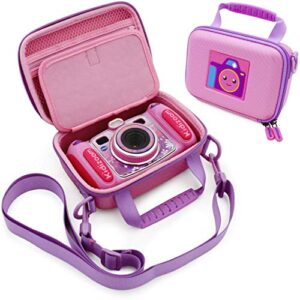 casematix pink camera case compatible with vtech kidizoom camera – protective travel case with shoulder strap compatible with vtech kidizoom duo selfie cam, pix, twist connect and more!