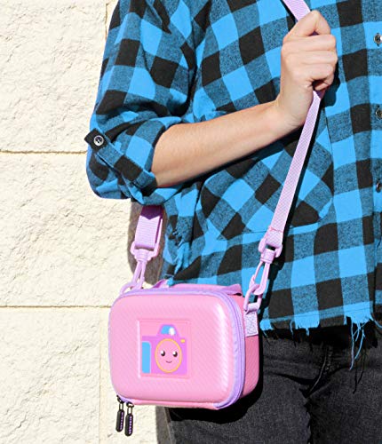 CASEMATIX Pink Camera Case Compatible with VTech KidiZoom Camera - Protective Travel Case with Shoulder Strap Compatible with VTech KidiZoom Duo Selfie Cam, Pix, Twist Connect and More!