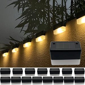 goodfoever solar deck lights 16 pack fence post lights waterproof led solar lights for stairs, fence, deck, garden, patio yard, porch and step